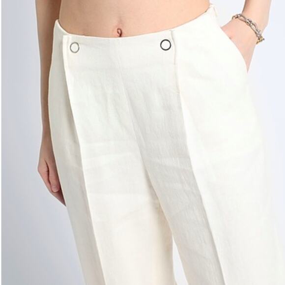 NWT Boss Tapito linen high rise wide leg trouser pants in Open White, 16 - Picture 3 of 15